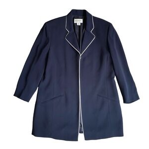 Vintage Emanuel Ungaro Women Long Blazer 10  Navy Classic Designer Business